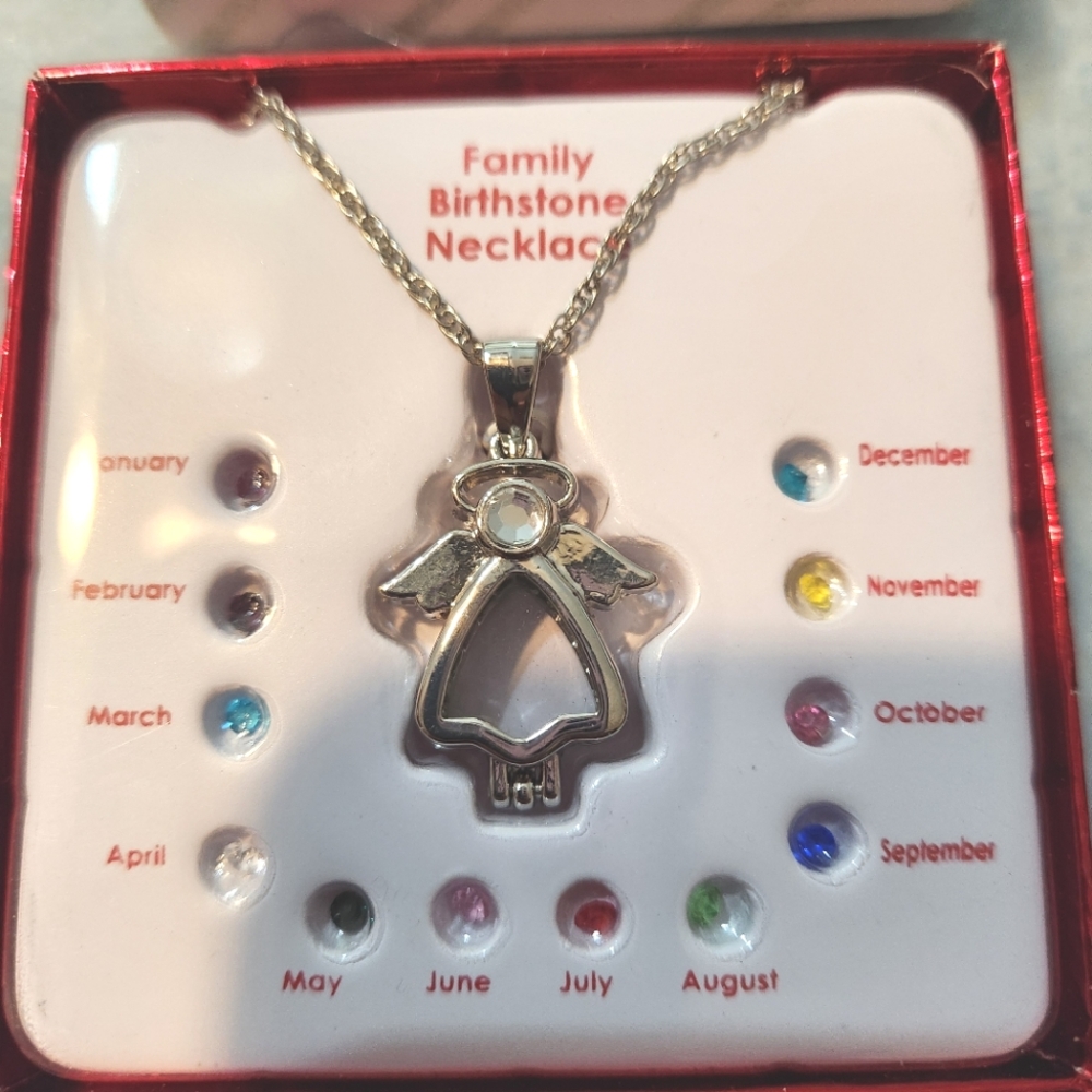Family Birthstone Angel necklace